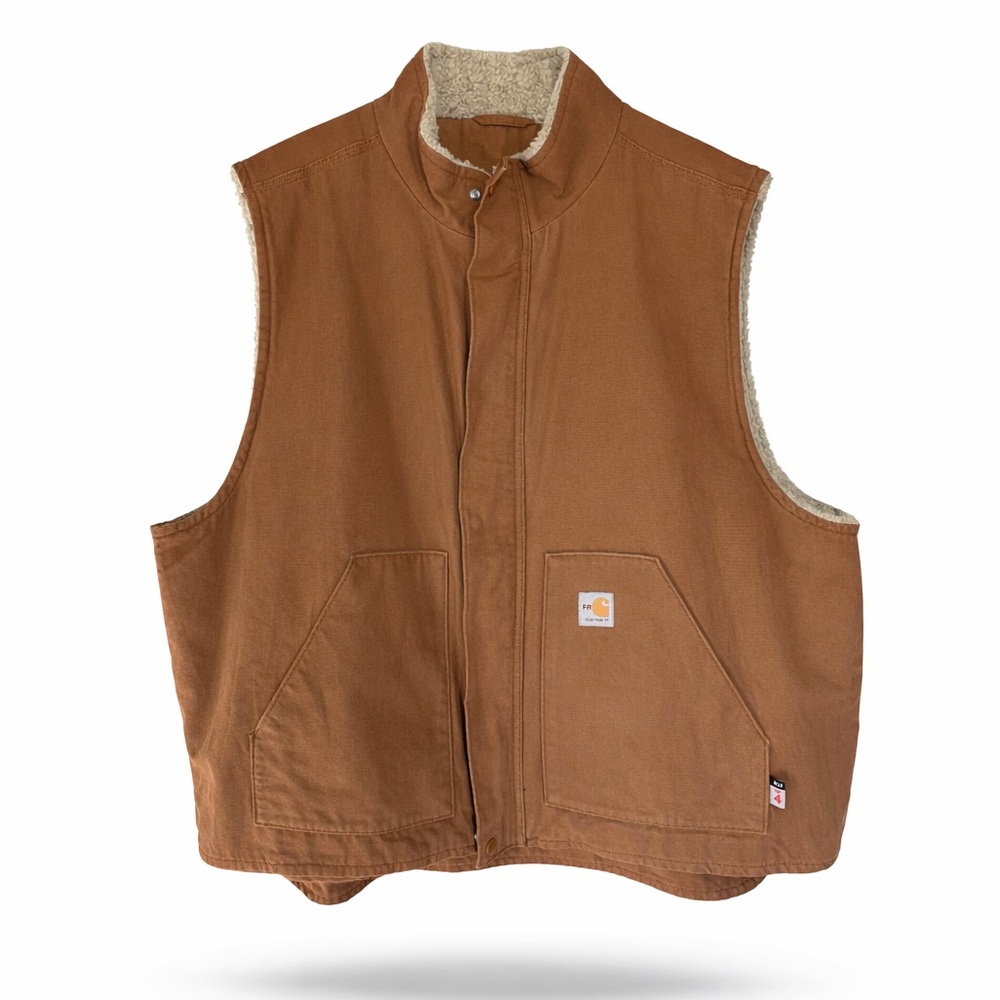 Carhartt Tan Sherpa-Lined Work Vest FR fire rated